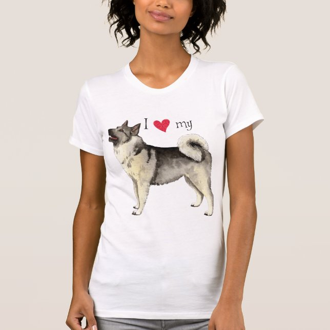 T-shirt J'aime mon Elkhound norvégien (Devant)