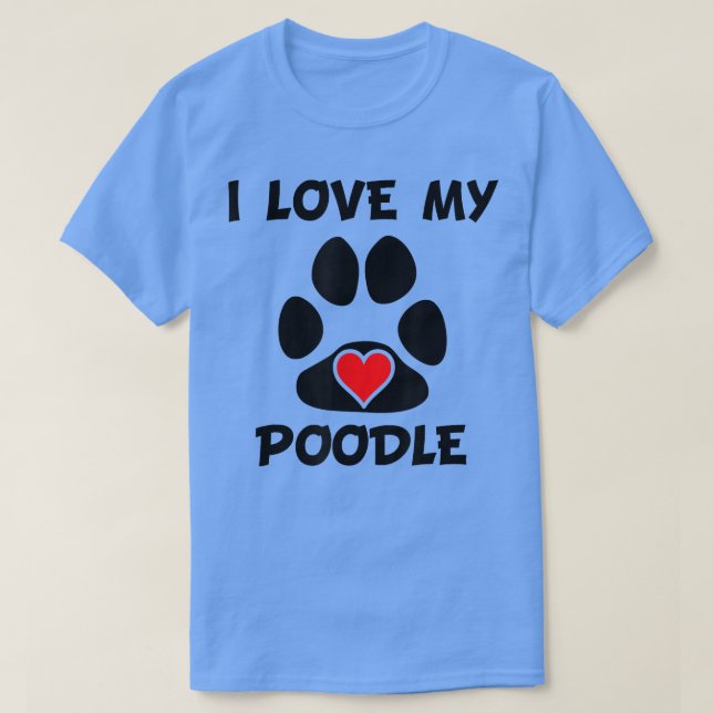 T-shirt J'aime mon Empreinte de patte de caniche propriéta (Design devant)