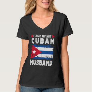 T-shirt J'Aime Mon Époux Cubain Chaud Épouses Drapeau Cuba