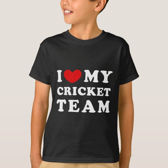 T-shirt J'aime mon équipe de cricket  (Devant)