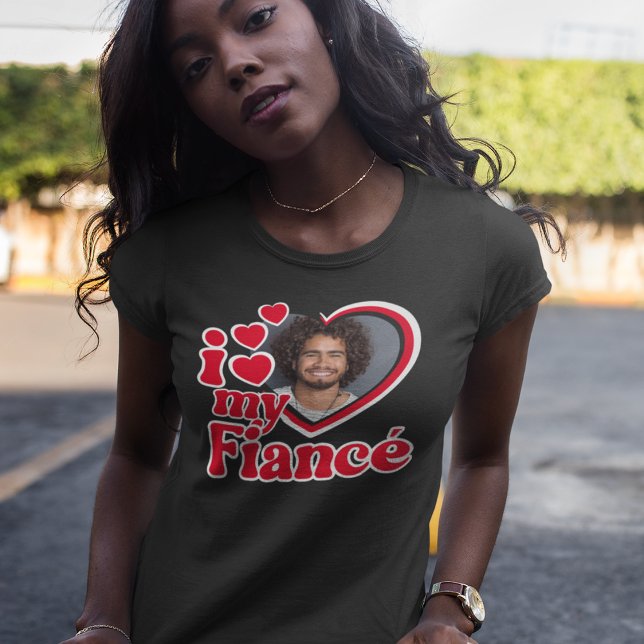 T-shirt J'aime mon fiancé Photo personnalisé (Créateur téléchargé)