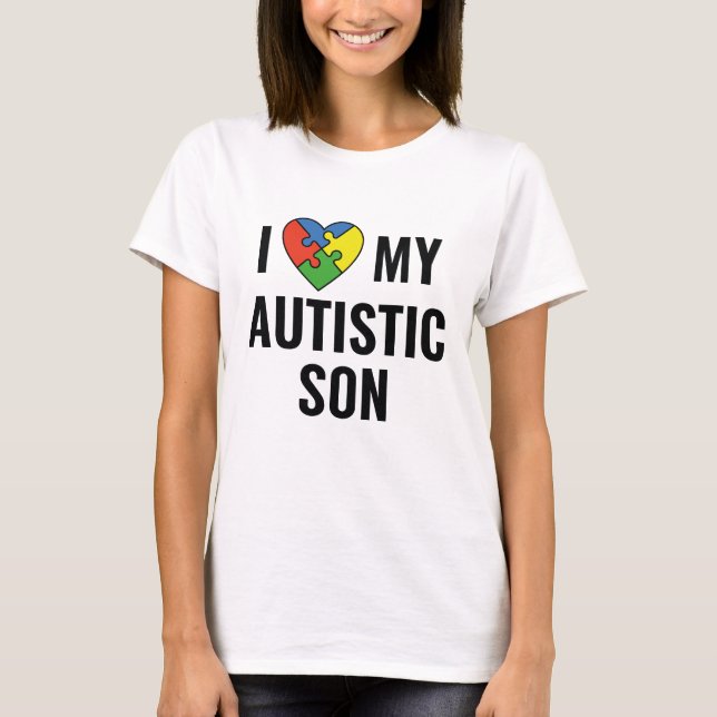 T-shirt J'aime mon fils autiste (Devant)