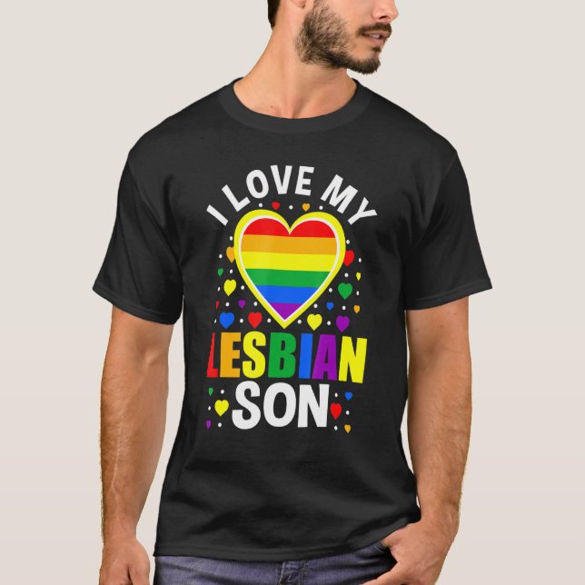 T-shirt J'Aime Mon Fils Gay Lgbtq Gay pride Coeur Mois Ent (Devant)