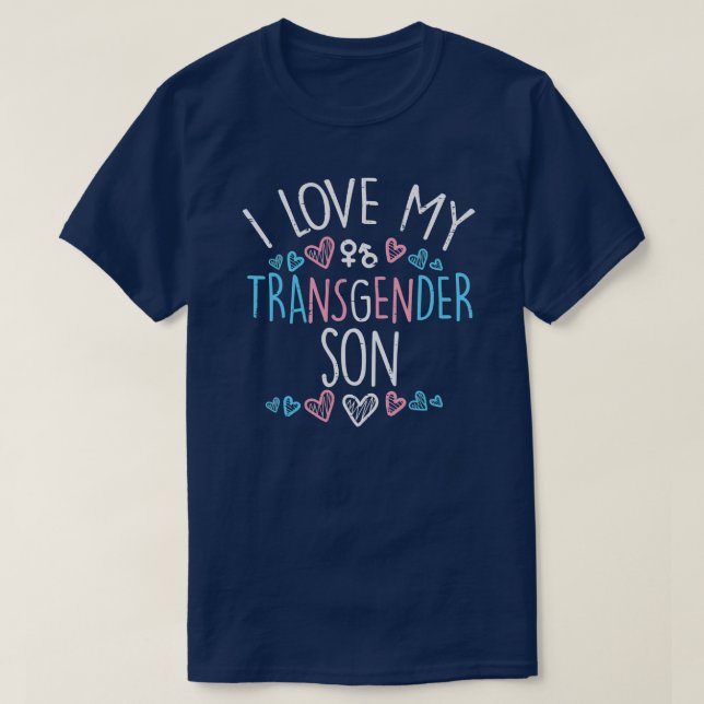 T-shirt J'Aime Mon Fils Transgenre Trans Fierté Maman Papa (Design devant)