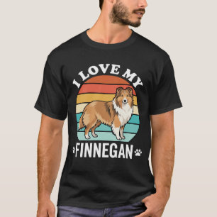T-shirt J'aime mon Finnegan Sheltie Retro Sunset