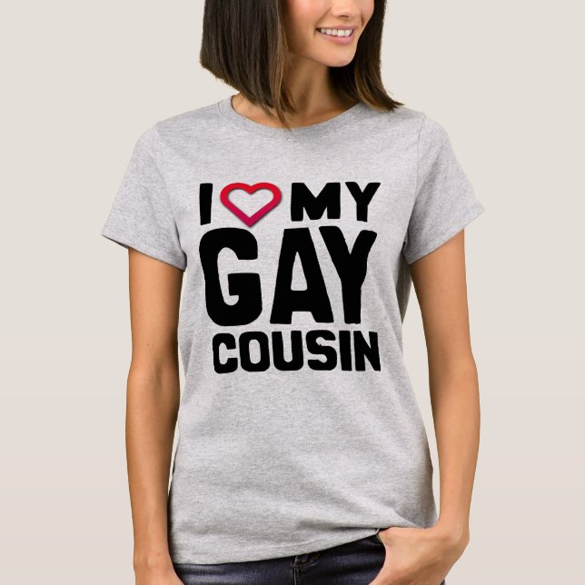 T-SHIRT J'AIME MON GAY COUSIN - (Devant)