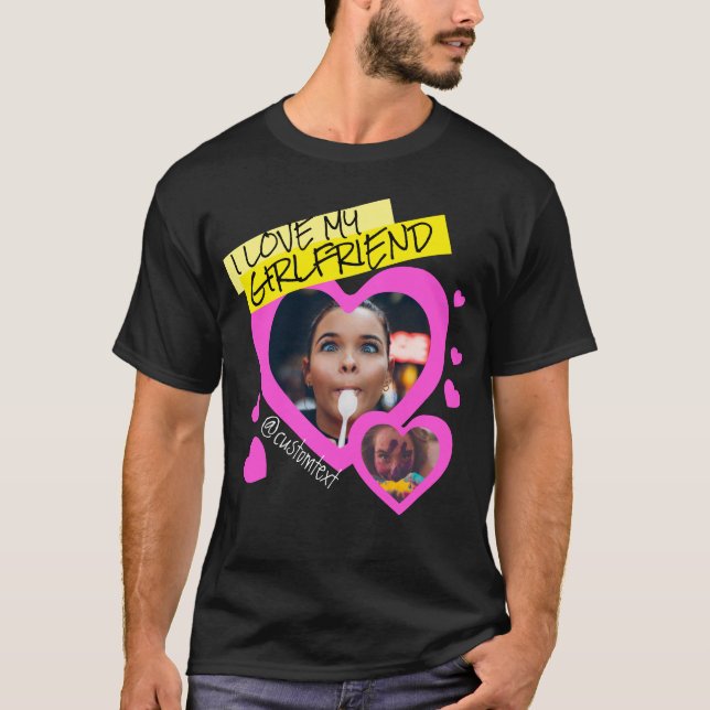 T-shirt J'aime mon Girfriend photo texte personnalisé y2k  (Devant)