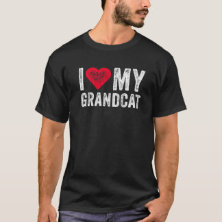 T-shirt J'Aime Mon Grand-Chat Rouge Coeur Chat Pet Drôle V
