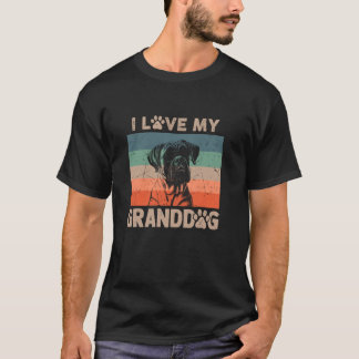 T-shirt J'Aime Mon Grand-Chien Mastiff Grand-Mère Grand-Pè