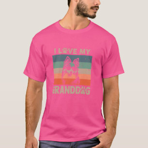 T-shirt J'Aime Mon Grand-Chien Sheltie Grand-Mère Grand-Pè