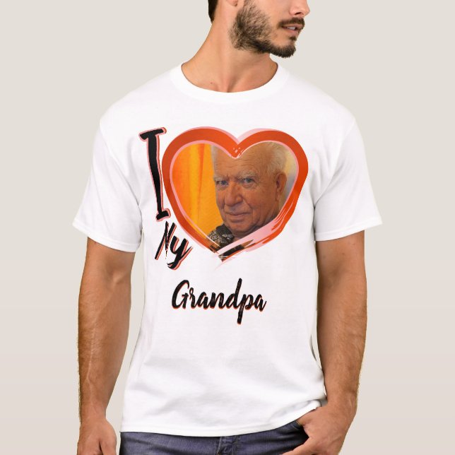 T-shirt J'aime mon grand-père _ cadeau personnalisé T-shir (Devant)