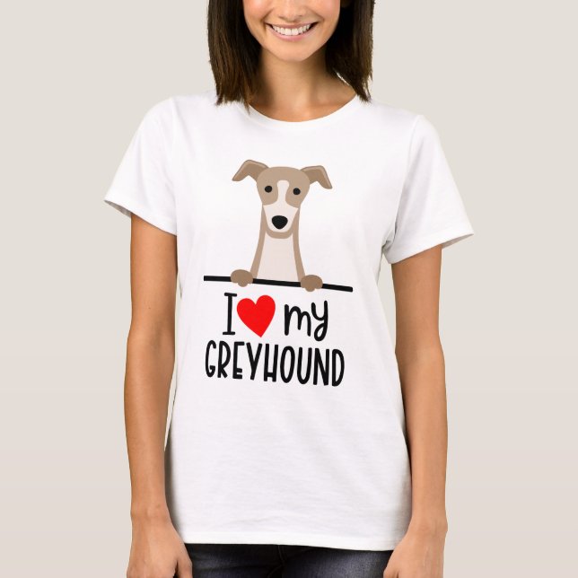 T-shirt J'Aime Mon Greyhound (Devant)