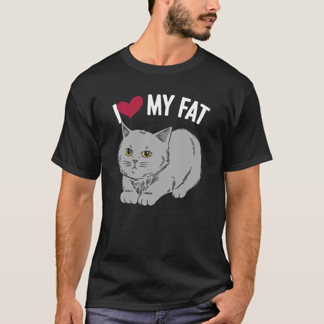 T-shirt J'Aime Mon Gros Chat Chonk Fluffy Kitten Feline Wh (Devant)