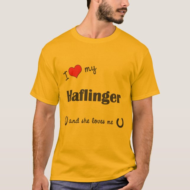 T-shirt J'aime mon Haflinger (le cheval femelle) (Devant)