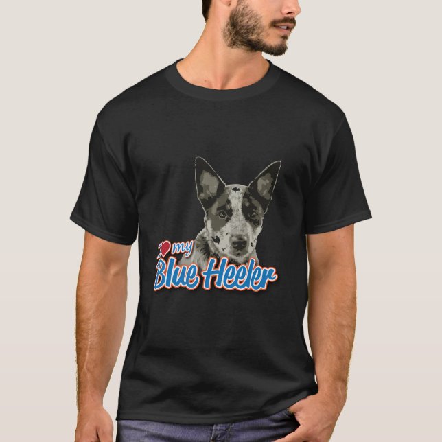 T-shirt J'Aime Mon Heeler Bleu (Devant)