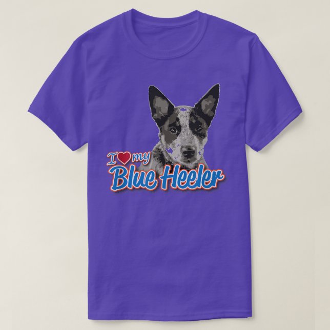 T-shirt J'Aime Mon Heeler Bleu  (Design devant)