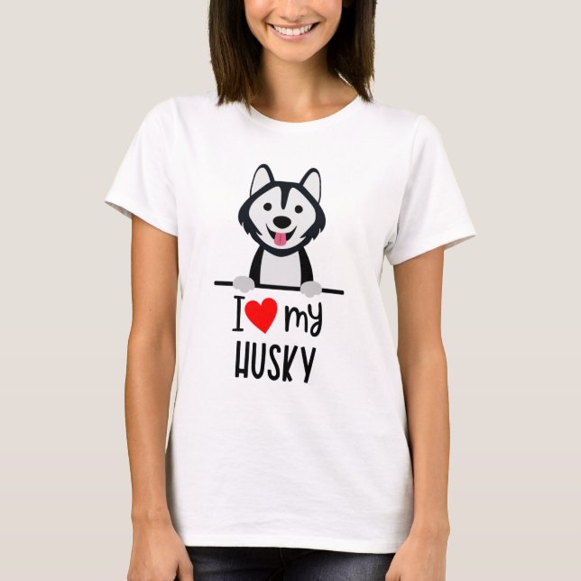 T-shirt J'Aime Mon Husky (Devant)