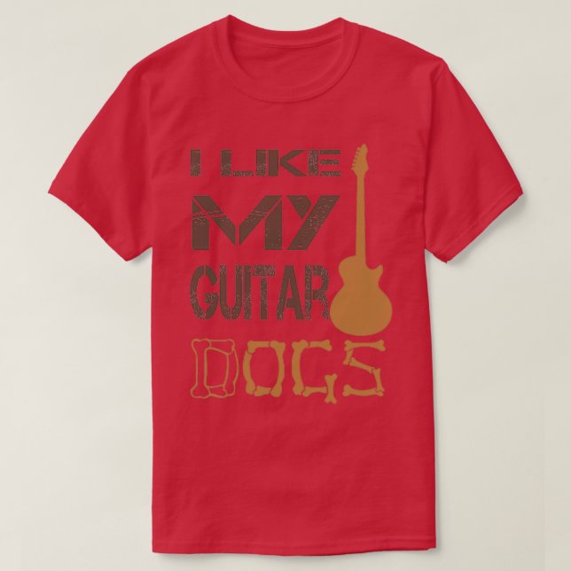 T-shirt J'aime mon idée cadeau de chiens guitare pour guit (Design devant)