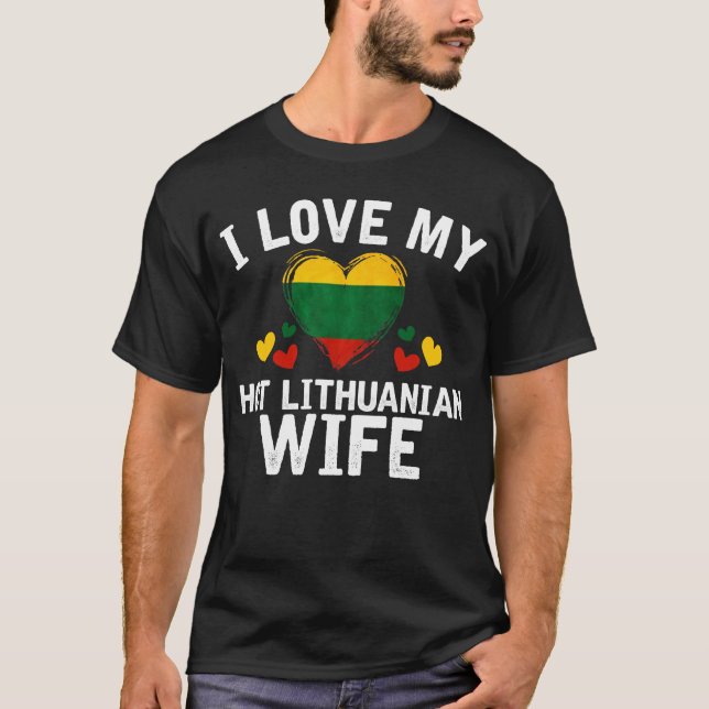 T-shirt J'aime mon idée lithuanienne chaude de cadeau de (Devant)