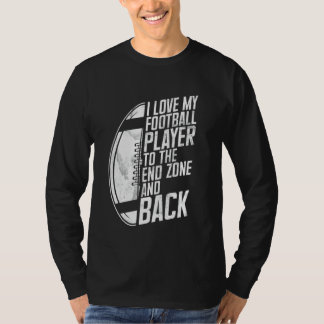 T-shirt J'aime mon joueur de football jusqu'à la zone de b