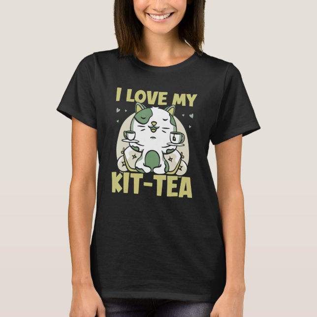 T-shirt J'Aime Mon Kit Tea Kitty Puns Boire Dit (Devant)