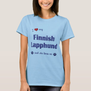 T-shirt J'aime mon Lapphund finlandais (le chien femelle)