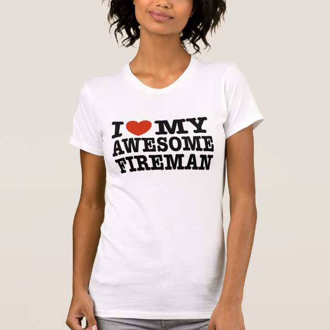 T-shirt J'Aime Mon Magnifique Pompier (Devant)