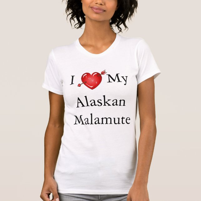 T-shirt J'aime mon malamute d'Alaska 2 (Devant)