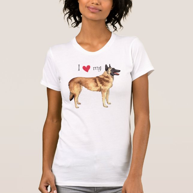 T-shirt J'aime mon Malinois belge (Devant)
