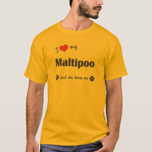 T-shirt J'aime mon Maltipoo (le chien femelle)