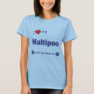 T-shirt J'aime mon Maltipoo (le chien femelle)
