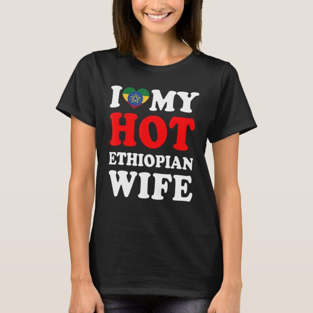 T-shirt J'aime mon mari chaud éthiopien (Devant)