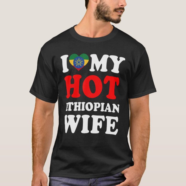 T-shirt J'aime mon mari chaud éthiopien (Devant)