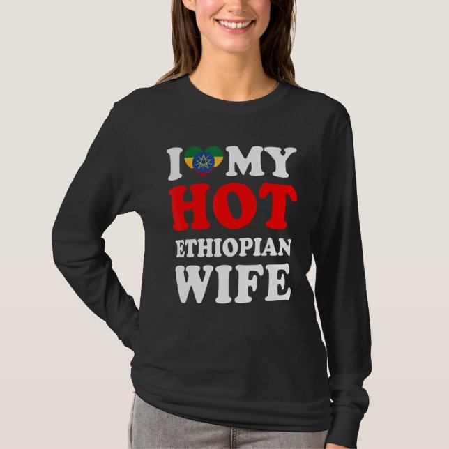 T-shirt J'aime mon mari chaud éthiopien (Devant)