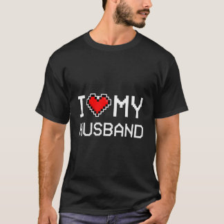 T-shirt J'Aime Mon Mari Pixel Il Joueur