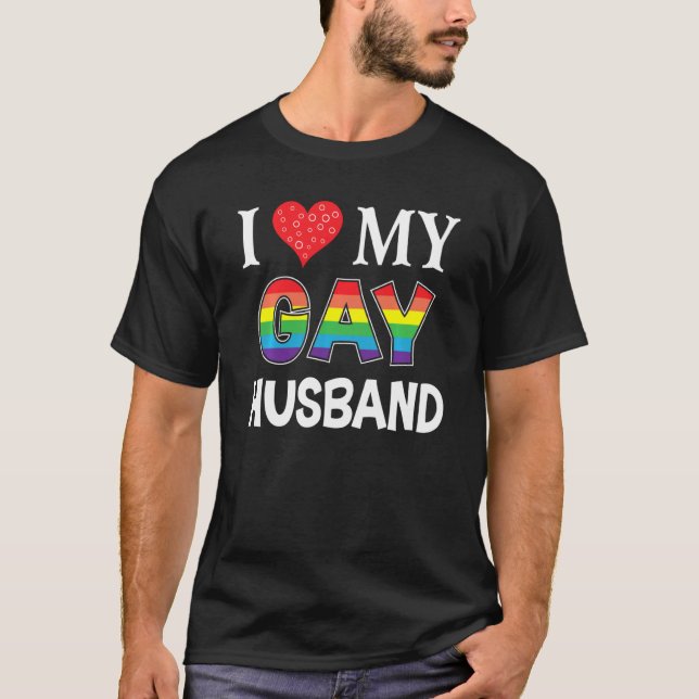 T-shirt J'Aime Mon Mari Tante Lgbt Lesbian Rainbow Fière (Devant)