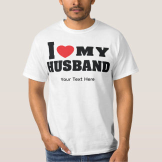 T-shirt J'aime mon mari texte avec symbole de cœur rouge