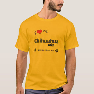 T-shirt J'aime mon mélange de chiwawa (le chien masculin)
