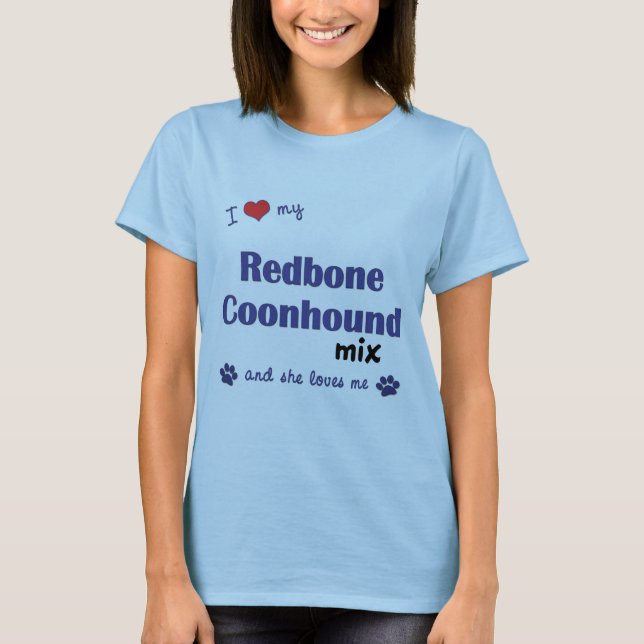 T-shirt J'aime mon mélange de Coonhound de Redbone (le (Devant)