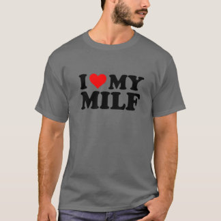 T-shirt J'Aime Mon Milf Funny Red Heart Milf I Heart My Mi