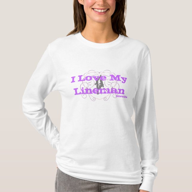 T-shirt J'aime mon monteur de lignes Hoody-Pourpre (Devant)