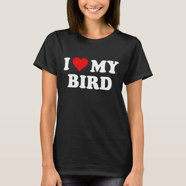 T-shirt J'aime mon oiseau - Coeur (Devant)