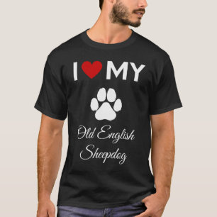 T-shirt J'aime mon Old English Sheepdog texte personnalisé