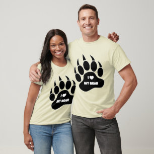 T-shirt J'aime mon ours en noir paw - Chemise