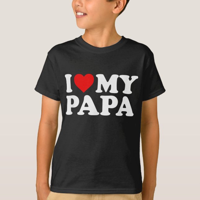 T-shirt J'aime mon papa avec le coeur (Devant)