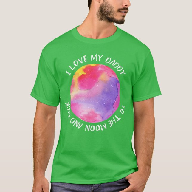 T-shirt J'aime mon papa Lune pour fille (Devant)