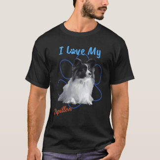 T-shirt J'aime mon papillon meilleur amant de chien emprei