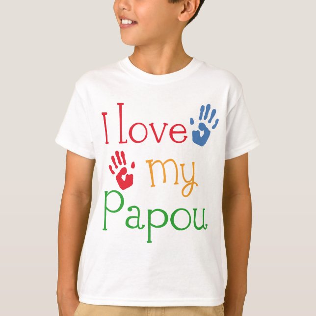 T-shirt J'aime mon Papou (Handprints) (Devant)