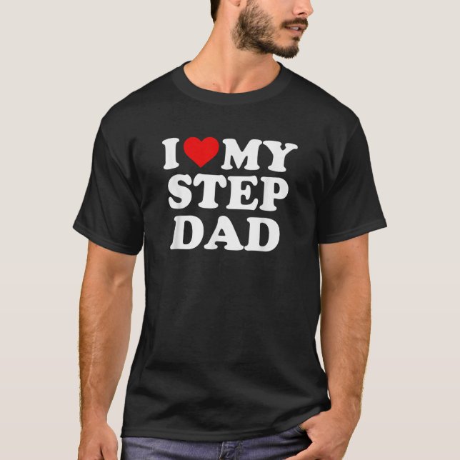 T-shirt J'aime mon pas papa Stepdad Bonus papa Red Heart (Devant)