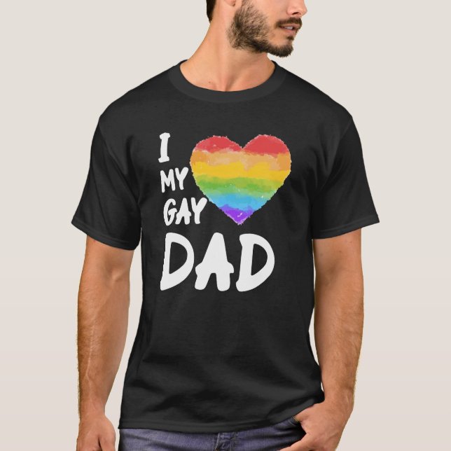 T-shirt J'aime mon père gay LGBT (Devant)